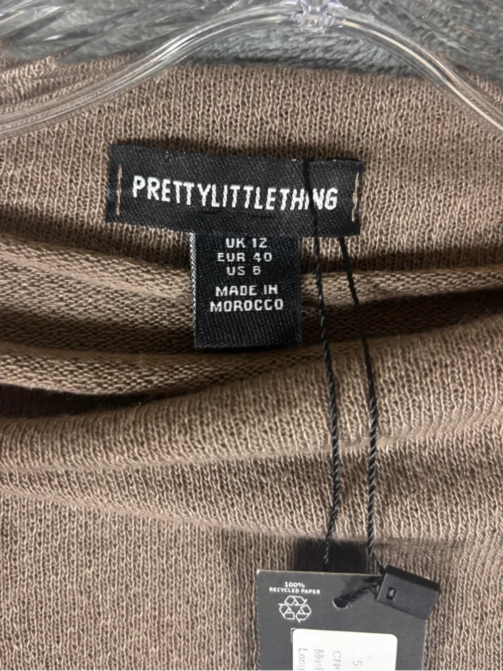 NWT Pretty Little Thing Textured Extreme Flute Sleeve Sweater Size 12 (UK)